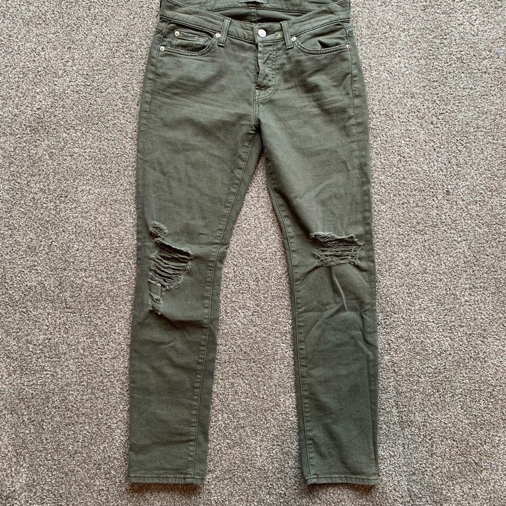 7 For All Mankind, Green Denim - Straight Leg Cut